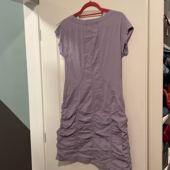 Wearables Purple Cap Sleeve Women's dress with ruch sides - Picture 4 of 4